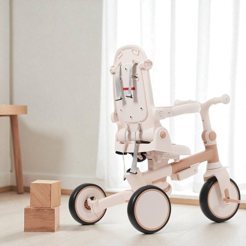 7-in-1 Baby Tricycle for Toddlers Ages 1-6, Foldable Push Trike with Parent Handle, Canopy, Guardrail & Pedals