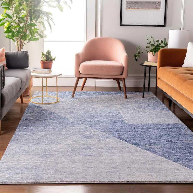 Premium Washable Super Soft Modern Mid Century Mayfield Rug - Blue - 3' x 5' - Rectangle