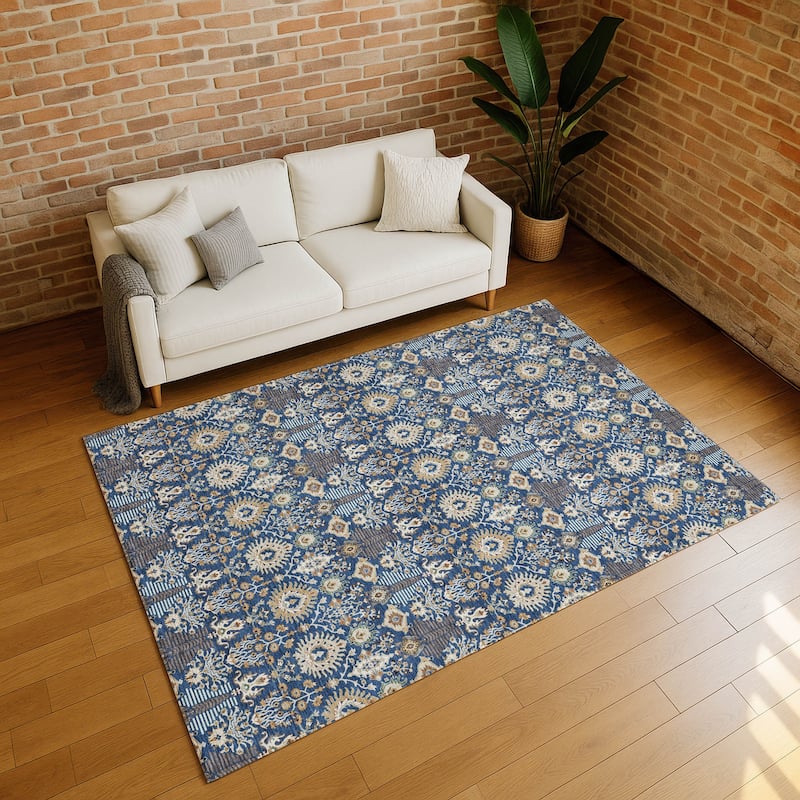 Machine Washable Indoor/ Outdoor Traditional Xander Chantille Rug