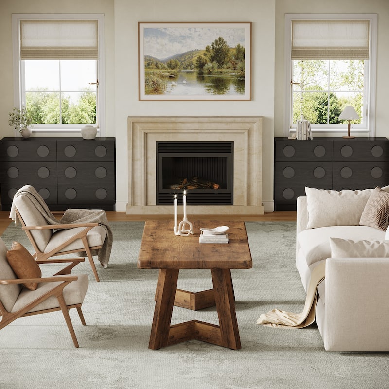 47 Inches Farmhouse Wood Coffee Table for Living Room