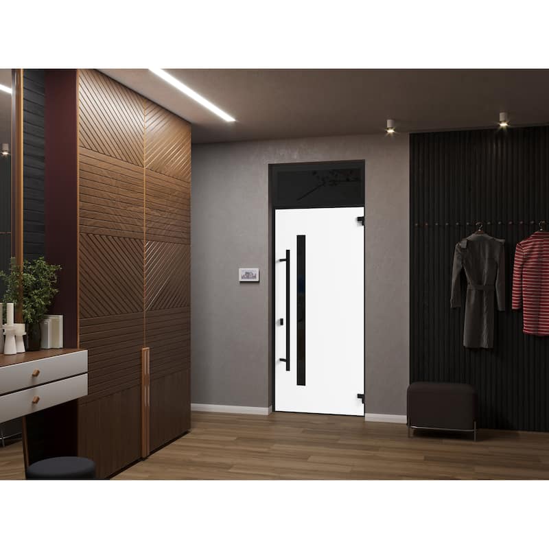 Front Exterior Prehung Steel Door Ronex 0162 Red Oak Entry Metal Painted W36xH80 Left hand Inswing