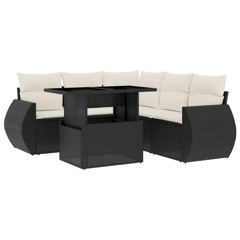 vidaXL Patio Sofa Set with Cushions Outdoor Furniture 6 Piece Poly Rattan
