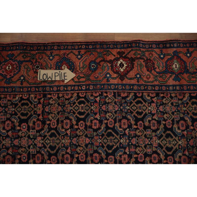 Hand Knotted Oriental 100% Wool Carpet Traditional Geometric Navy Blue & Blues Bidjar Area Rug - 9' 11'' X 5' 2''