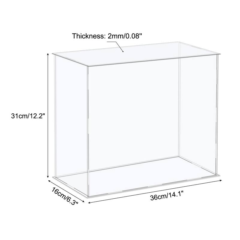 Acrylic Display Case Plastic Box Cube Storage Box Assemble Showcase - 14.1x6.3x12.2 Inch