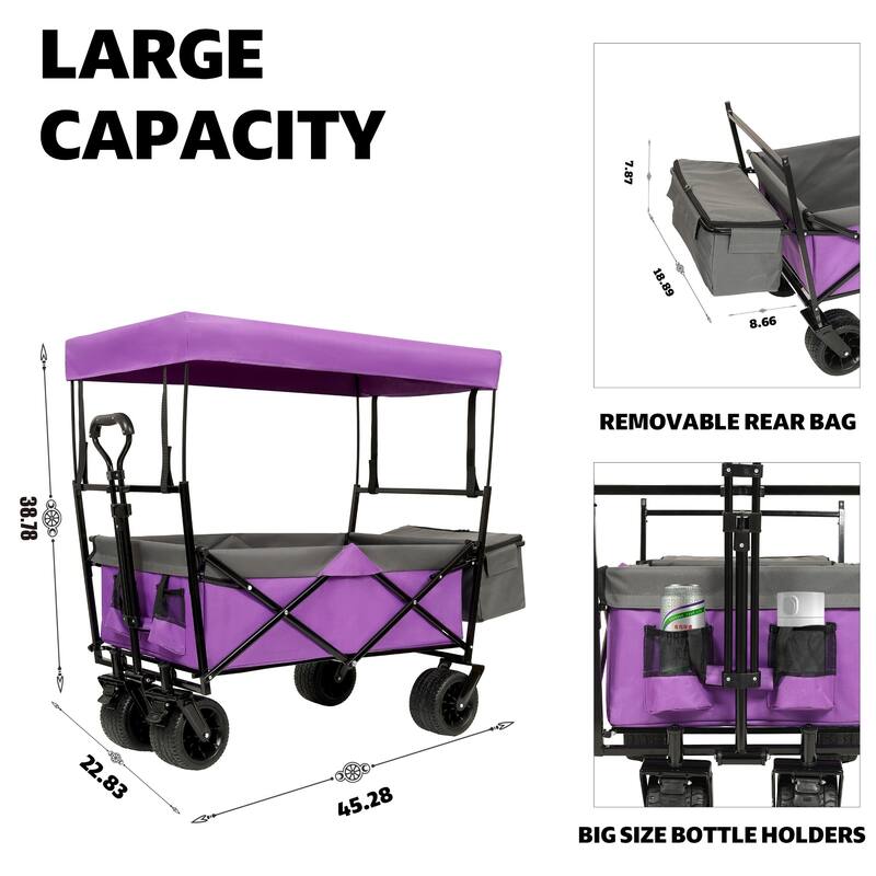 480 lb Folding Wagon Stroller with Canopy & Mosquito Net