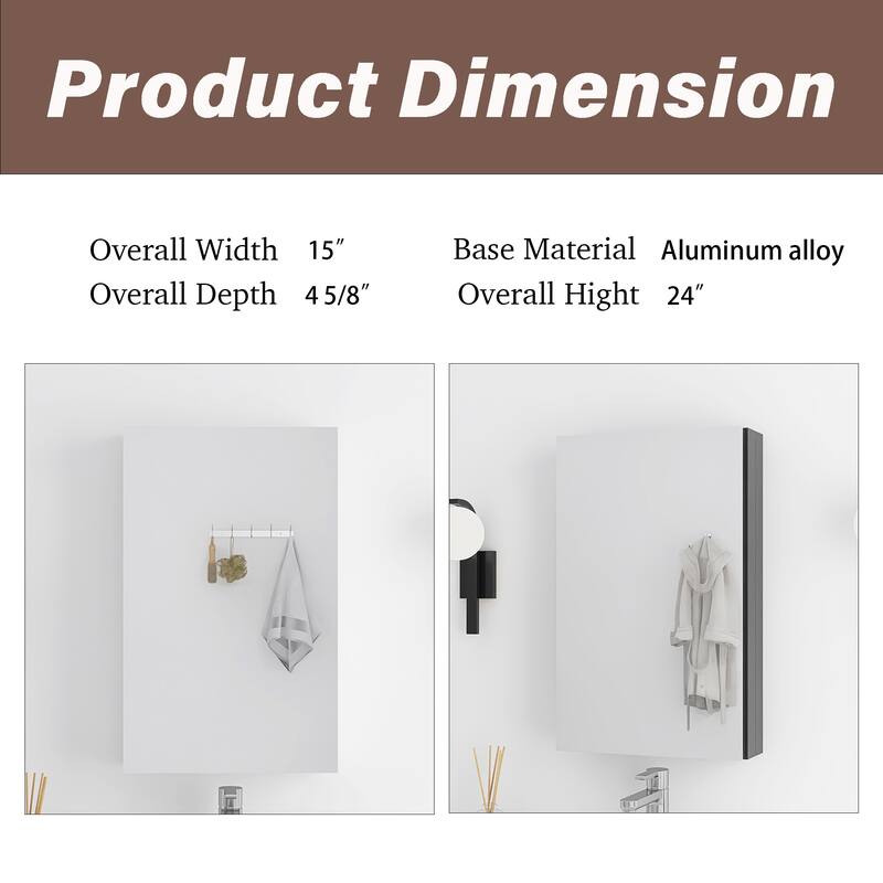 Rectangular Aluminum Medicine Cabinet with Mirror