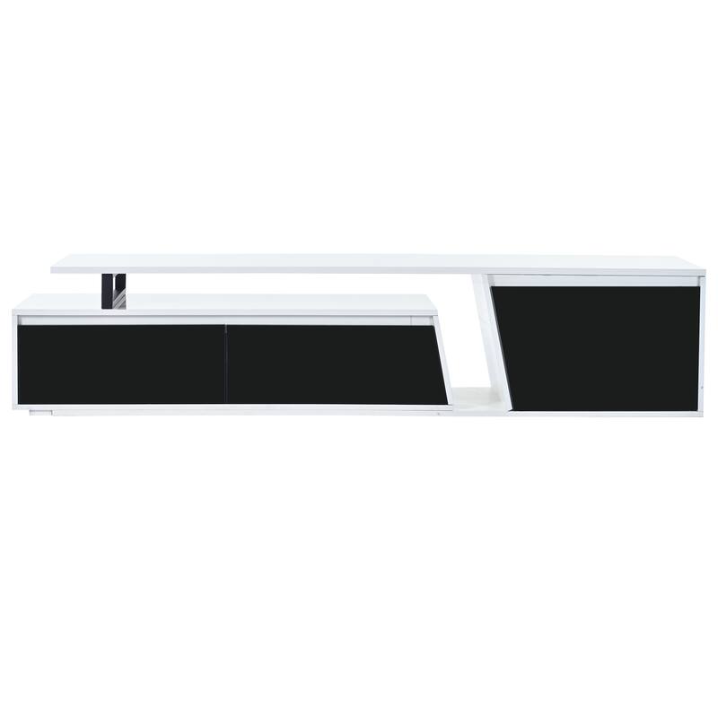 Minimalist Rectangle Extendable TV Stand, TV Cabinet with 2 Drawers and 1 Cabinet