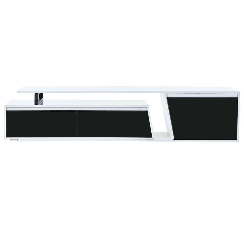 Modern, Minimalist Rectangle Extendable TV Stand Up to 100'' - 70.7" D x 15.7" W x 15.7" H - White