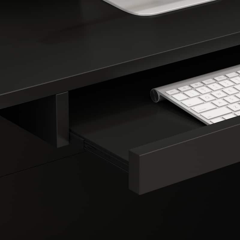 55.9-inch L-shaped Black or White Marbled Wood Reception Desk
