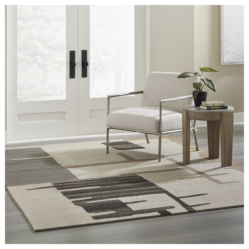 Signature Design by Ashley Kencher Beige/Brown Rug - 92" W x 120" D x 0.26" H