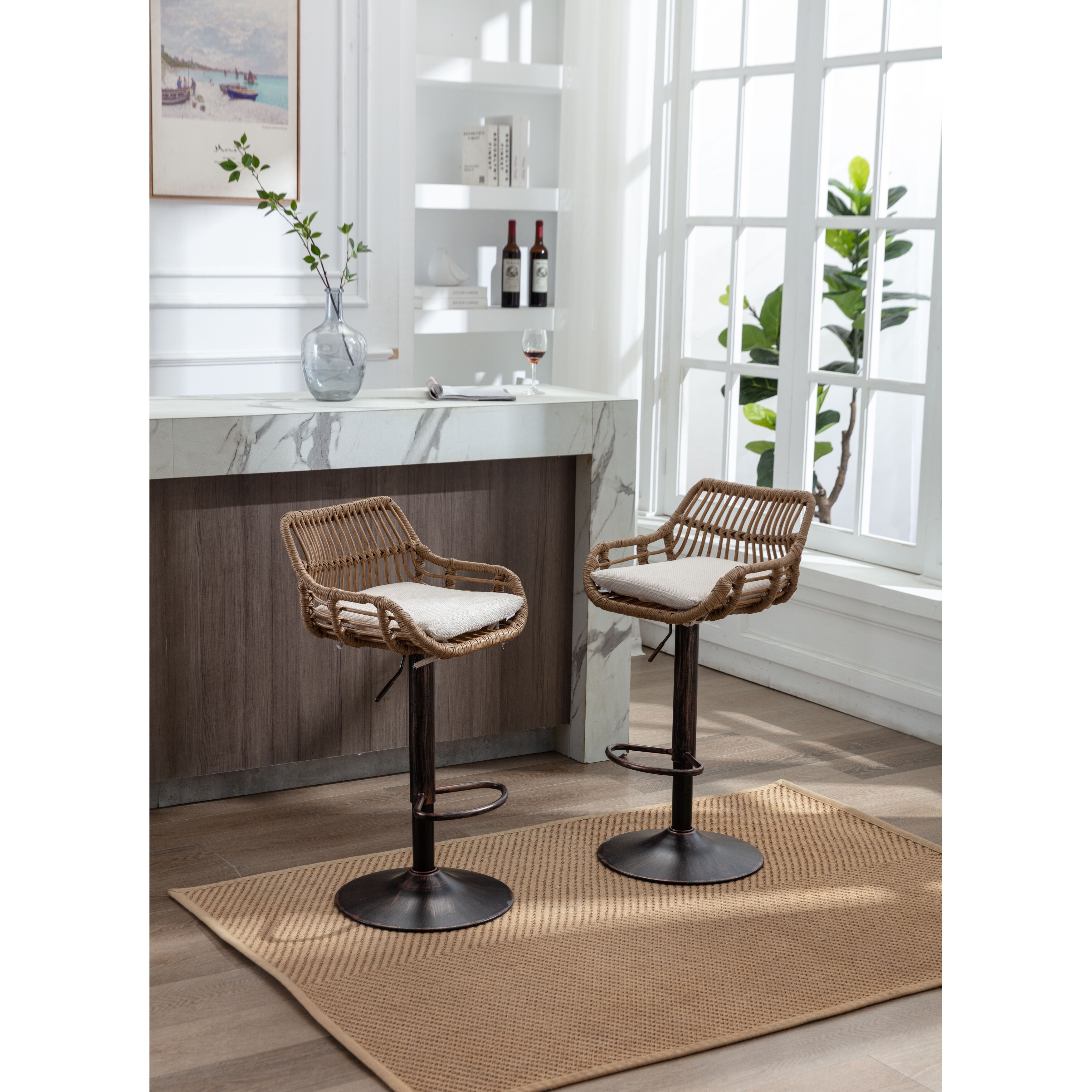Beige adjustable bar on sale stools