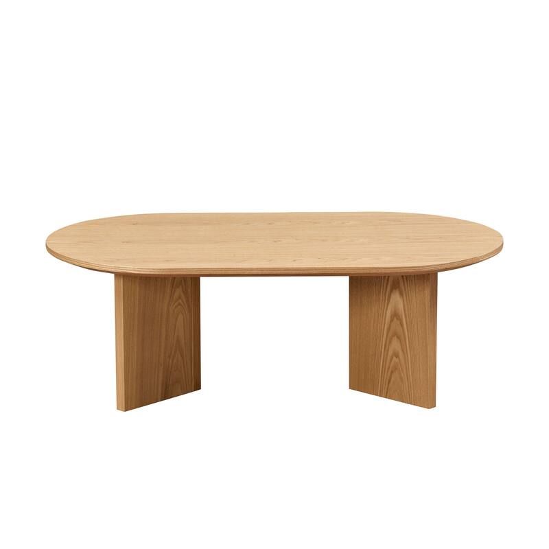 Compact 39.37" Modern Coffee Table with Sturdy Pedestal Base, MDF for Small Living Room & Bedroom - Black