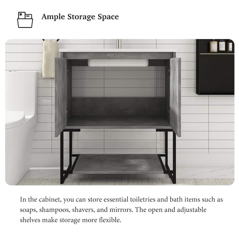 30-inch Freestanding Bath Vanity with Cultured Mable Top