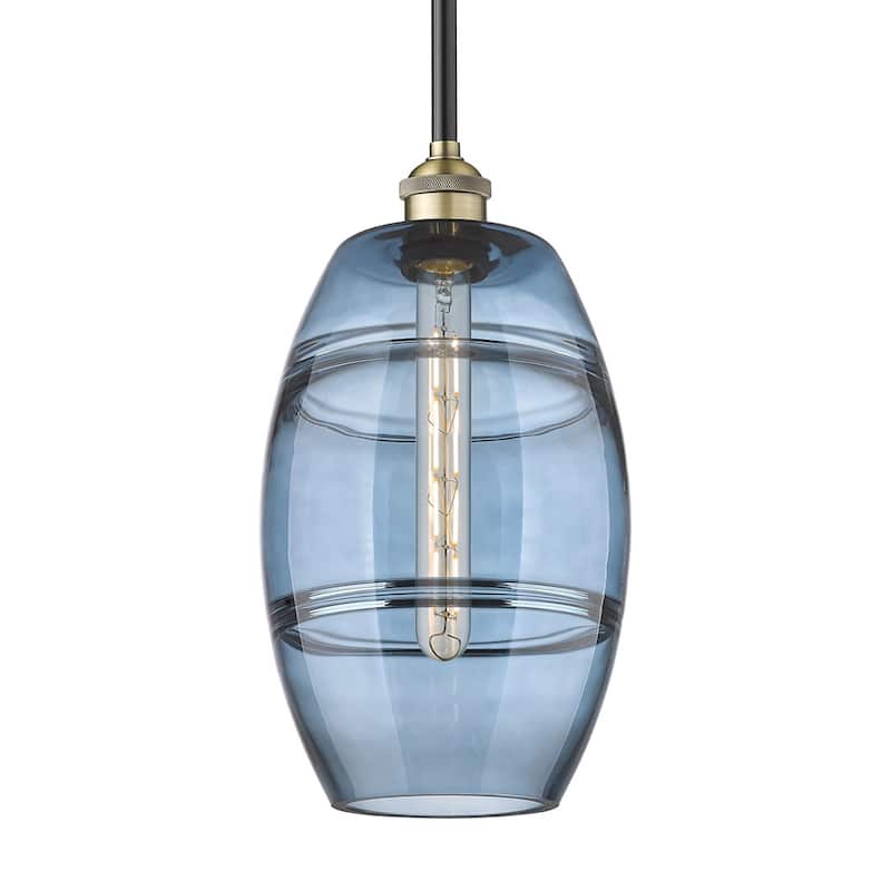 Innovations Lighting 616-1S 9 8 Vaz Pendant Vaz 8" Wide Mini Pendant - Black Antique Brass / Princess Blue