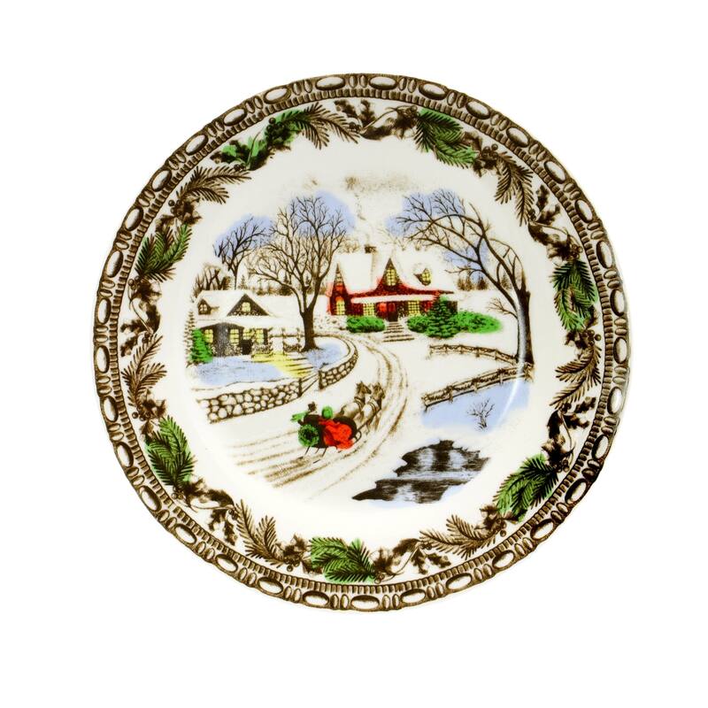 Christmas Time Winter Cabin Dinnerware Set 16 Pieces