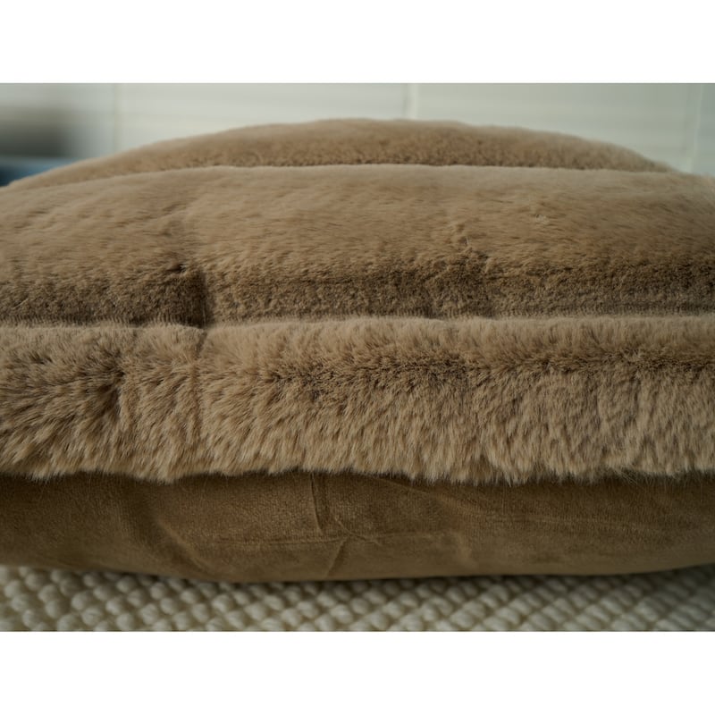 Madrid Collection Ultra Soft Ribbed Faux Fur Throw Pillow