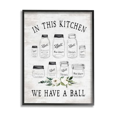Stupell Kitchen Jar Phrase Framed Giclee Art Design by Lettered and Lined
