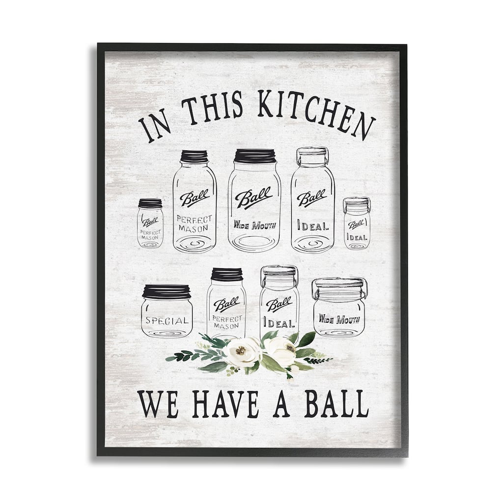 Stupell Kitchen Jar Phrase Framed Giclee Art Design by Lettered and Lined