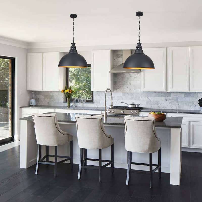 1-Light Industrial Pendant Light with Metal Shade for Bedroom Dining Room Kitchen
