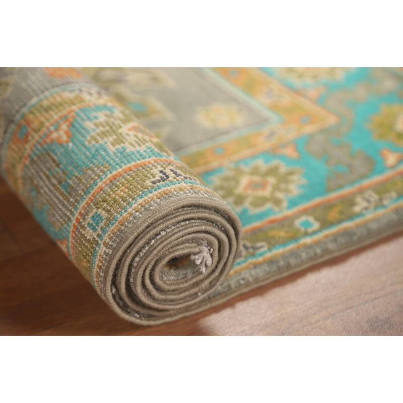 Geometric Grey Kazak Oriental Accent Rug Handmade Wool Carpet - 2'6" x 4'5"