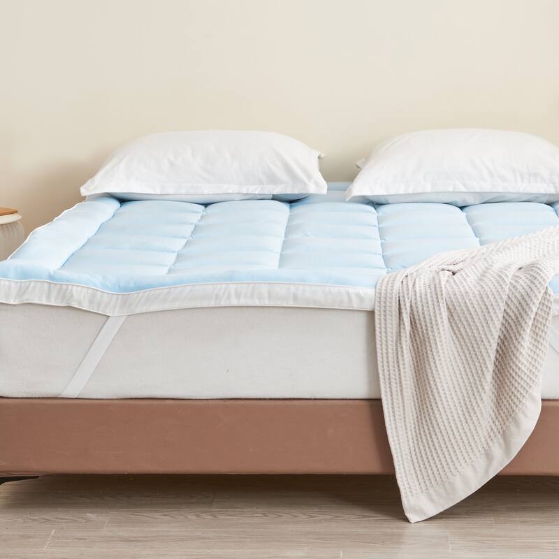 Linery & Co. 2 Inch Cooling Down Alternative Mattress Pad - Full - Light Blue