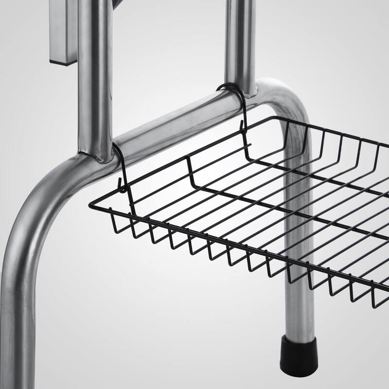 Anmytek Folding Pet Grooming Table Stainless Steel Frame Non Slip Purple Rubber Top with Safety Restraints and Storage Basket