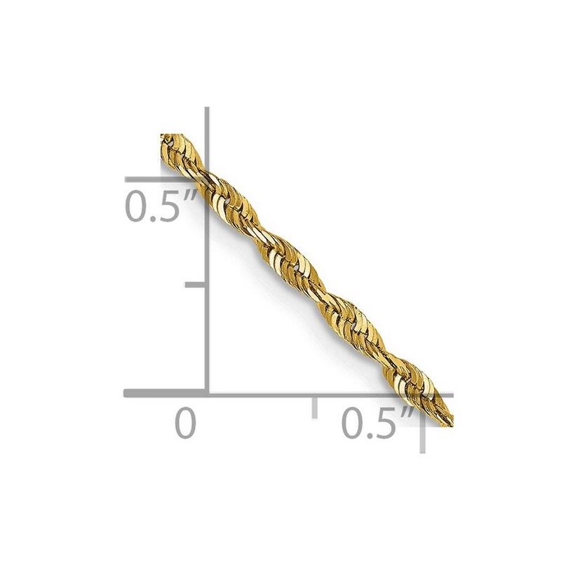Curata 14k Yellow Gold Solid 2.0mm Diamond-Cut Light Rope Chain Necklace Options: 16 18