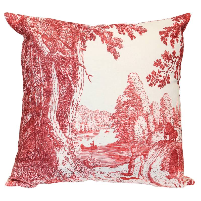 StyleCraft Reverie Toile Pillow - 24" x 24" - Claret, Ivory