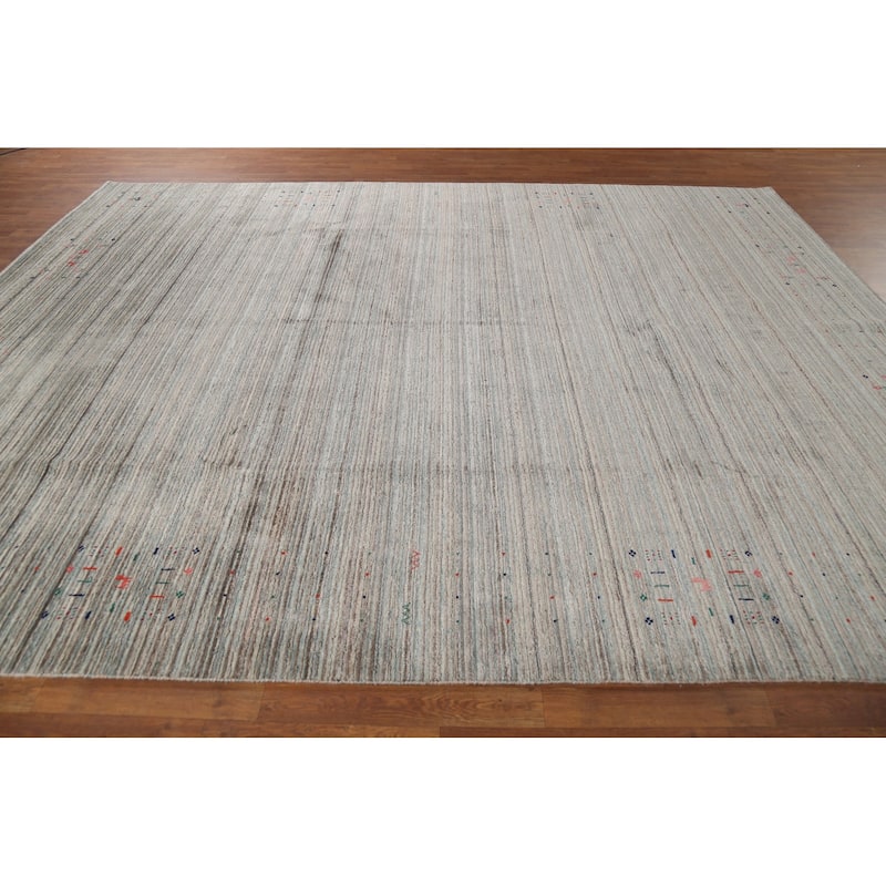 Striped Gabbeh Indian Area Rug Handmade Tribal Wool Carpet - 9'0"x 11'6"