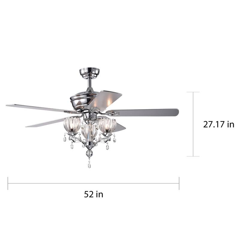Silver Orchid Laurel 52-inch 3-light Chrome Ceiling Fan
