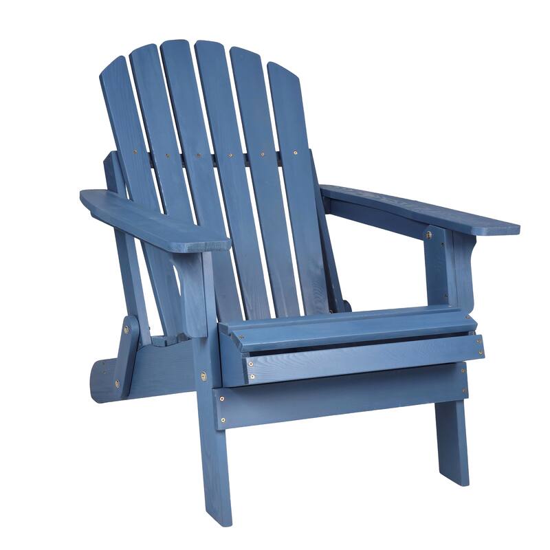 Oversize Wooden Outdoor Folding Adirondack Chair With Pre-Assembled Backrest & Seatboard