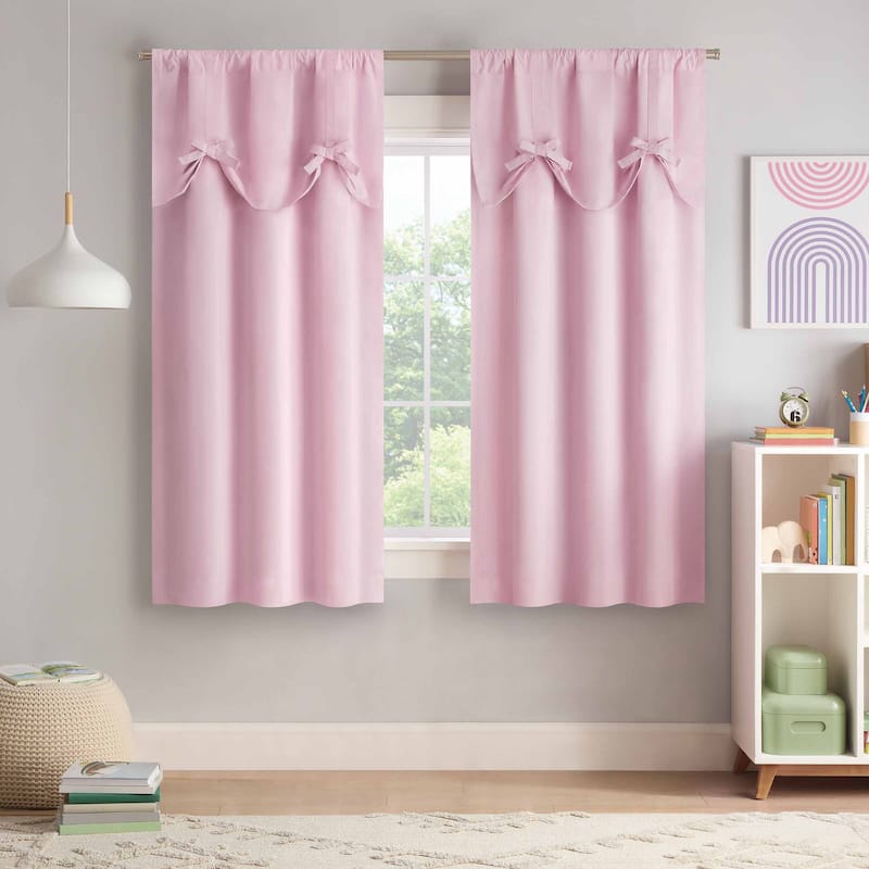 Eclipse Kids Bow Tie Up 100% Blackout Curtain Panel - 63x40
