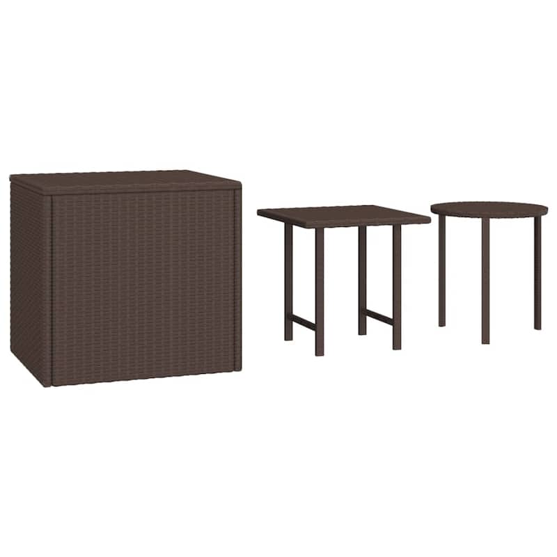 vidaXL Side Tables 3 pcs Black Poly Rattan - 19.7" x 19.7" x 16.9"