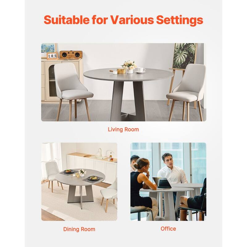 47 in Round Dining Table for Small Spaces 4-6 Person Grey Wood - 47.24 x 47.24 x 29.53 inch