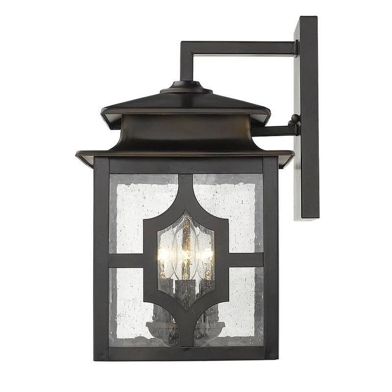 Outdoor Wall Light Fixture with Seedy Glass Shade and Bronze Flush Mount E12 LED Compatible
