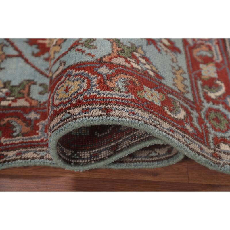 Light Blue Oushak Oriental Foyer Rug Hand-Knotted Wool Carpet - 2'11" x 4'11"