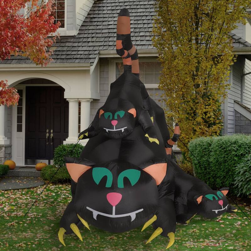 Haunted Hill Farm 5-ft. Prelit Inflatable Black Cat Trio