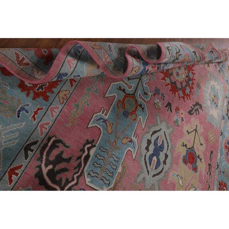 Pink Oushak Oriental Large Area Rug Handmade Wool Carpet - 9'6"x 13'9"