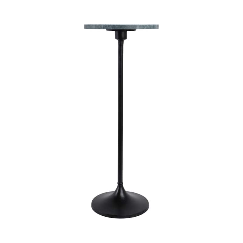 Metal Base Marble Top Modern Glam Accent Table Round Silhouette - 10" x 10" x 27"