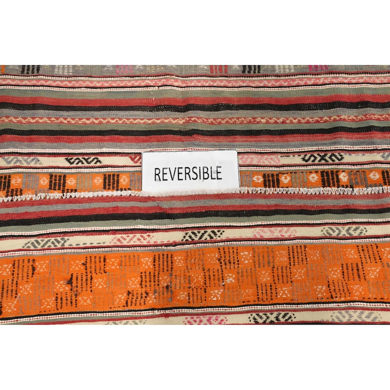 Hand Woven Oriental 100% Wool Carpet Southwestern Tribal Multi-Colored Kilim Area Rug - 8' 11'' X 5' 4''