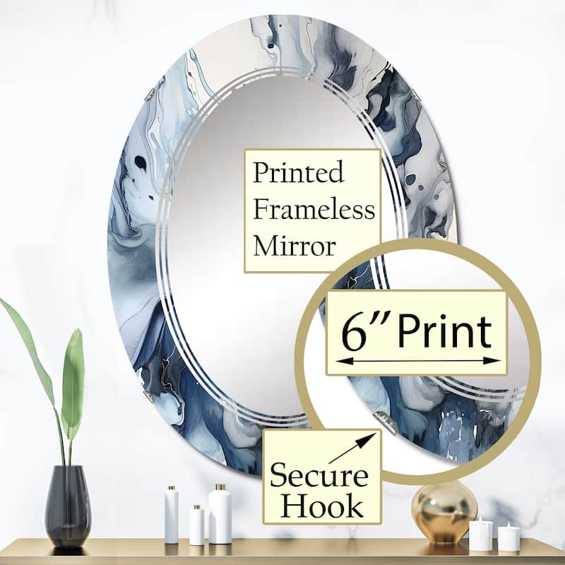 Designart "Blue and Grey Ethereal Elixir II" Abstract Modern Wall Mirror