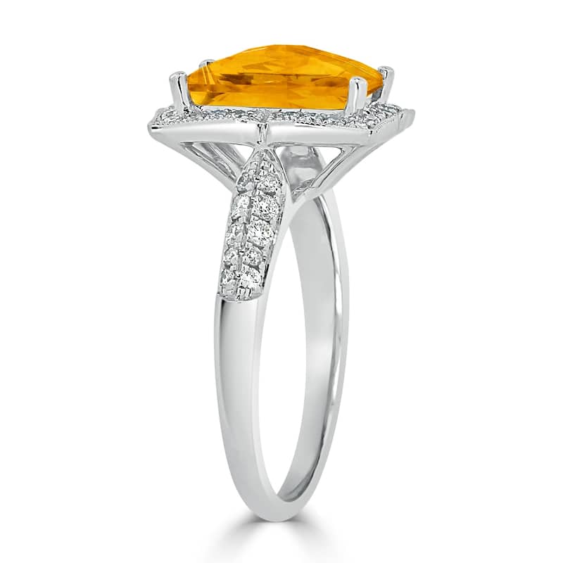 Auriya Vintage 2 5/8ct Emerald-cut Citrine and Halo Diamond Engagement Ring 1/3ctw 14k Gold