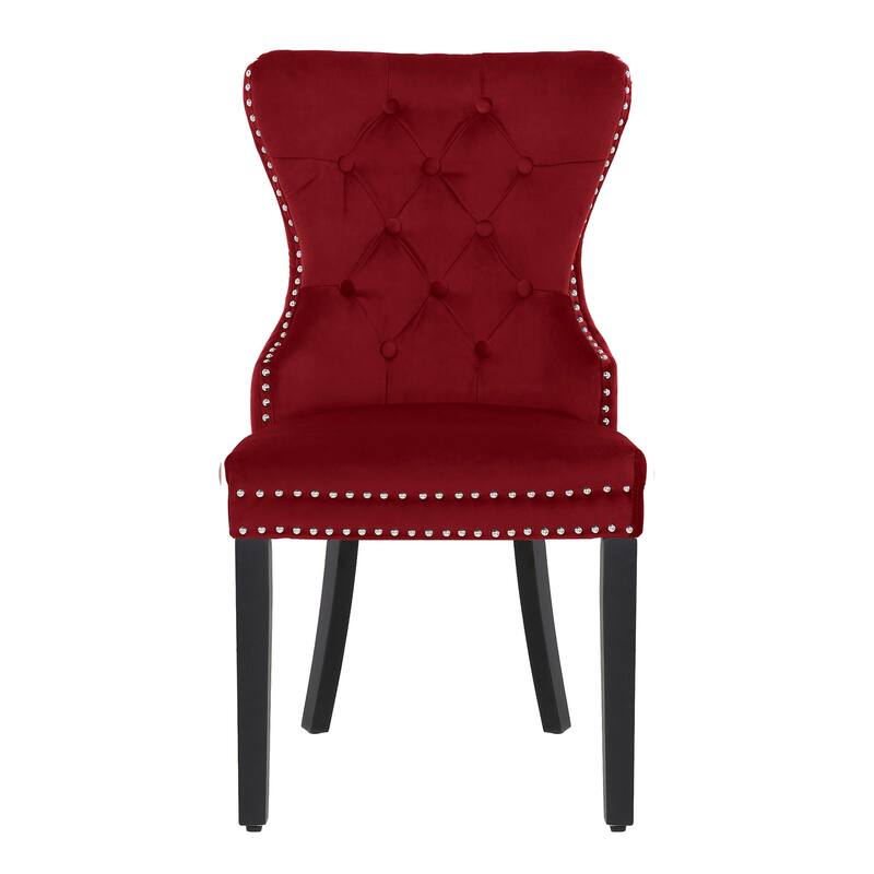 Grandview Tufted Wingback Dining Chair (Set of 4) with Nailhead and Ring Pulls