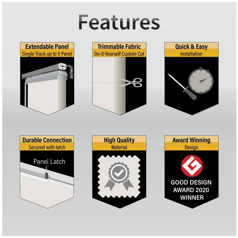 InStyleDesign Floret 6-Panel Single Rail Panel Track / Room Divider / Blinds 70"-130"W, Panel width 23.5"