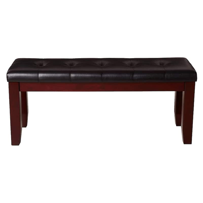 Modern Bench with Faux Leather Seat and Tapered Wood Legs