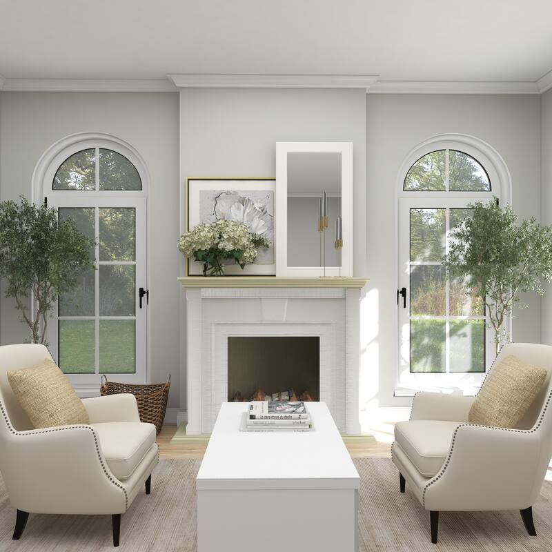 White Wooden Room Wall Mirror