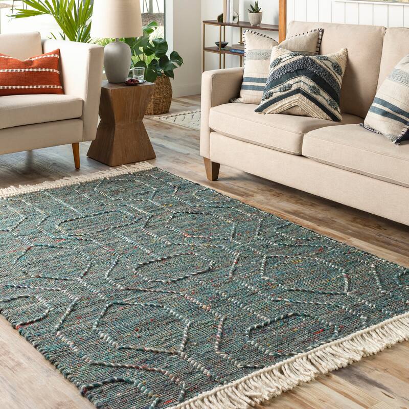 Livabliss Molly Handmade Cottage Boho Area Rug - Teal Multi - 8' x 10'