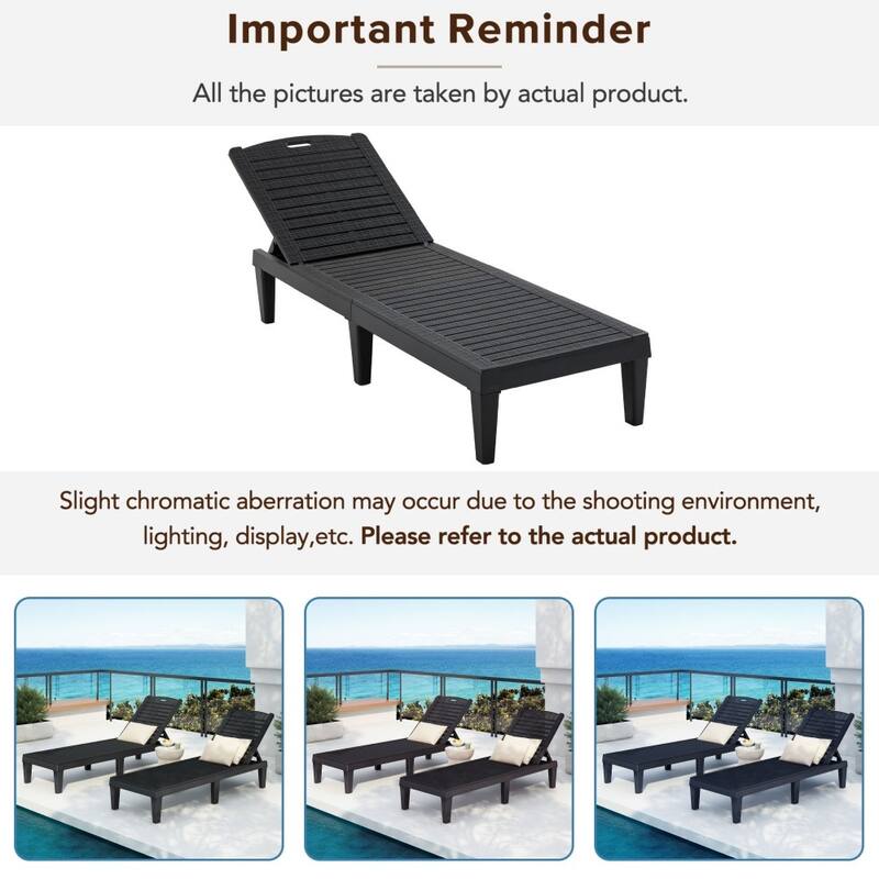 Modern 2-piece Outdoor Chaise Lounges with Adjustable Backrest (Set of 2)