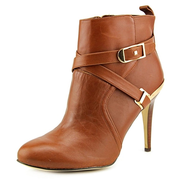 Marc Fisher Aprille Women Round Toe Leather Brown Ankle Boot