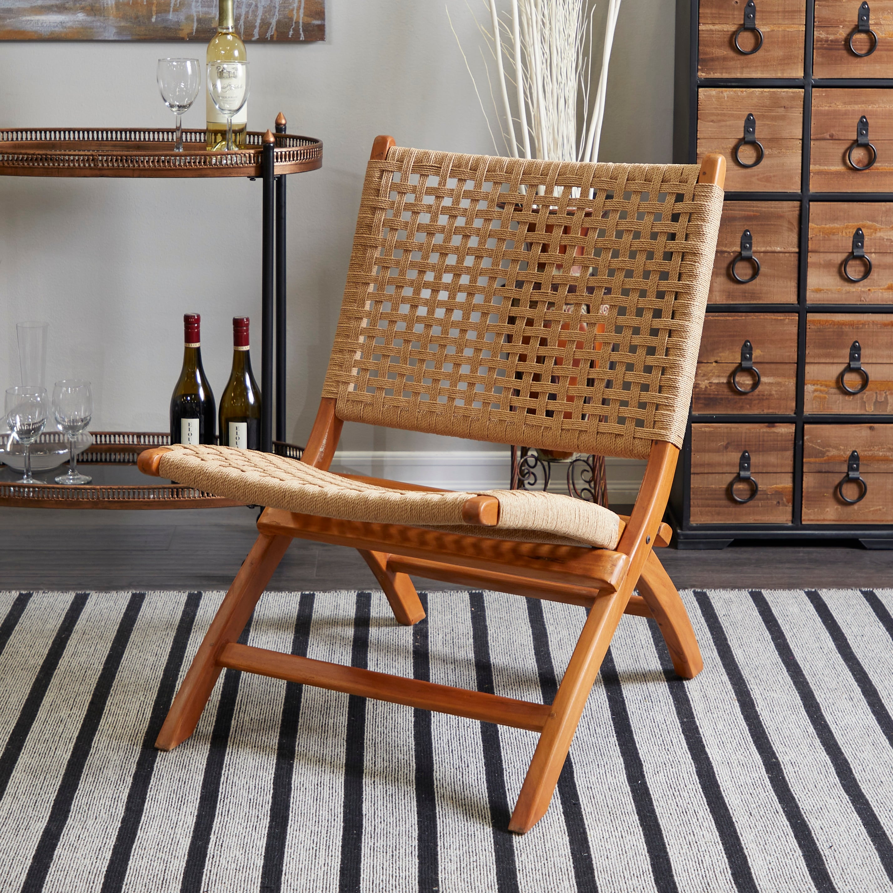 Brown Wood Handmade Woven Accent Chair Bed Bath Beyond 37258491
